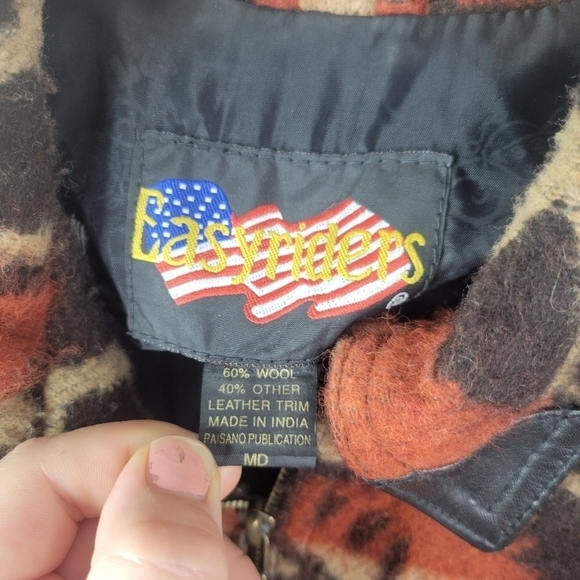 VINTAGE EASY RIDERS TRIBAL WOOL MOTORCYCLE JACKET - Picture 6 of 10